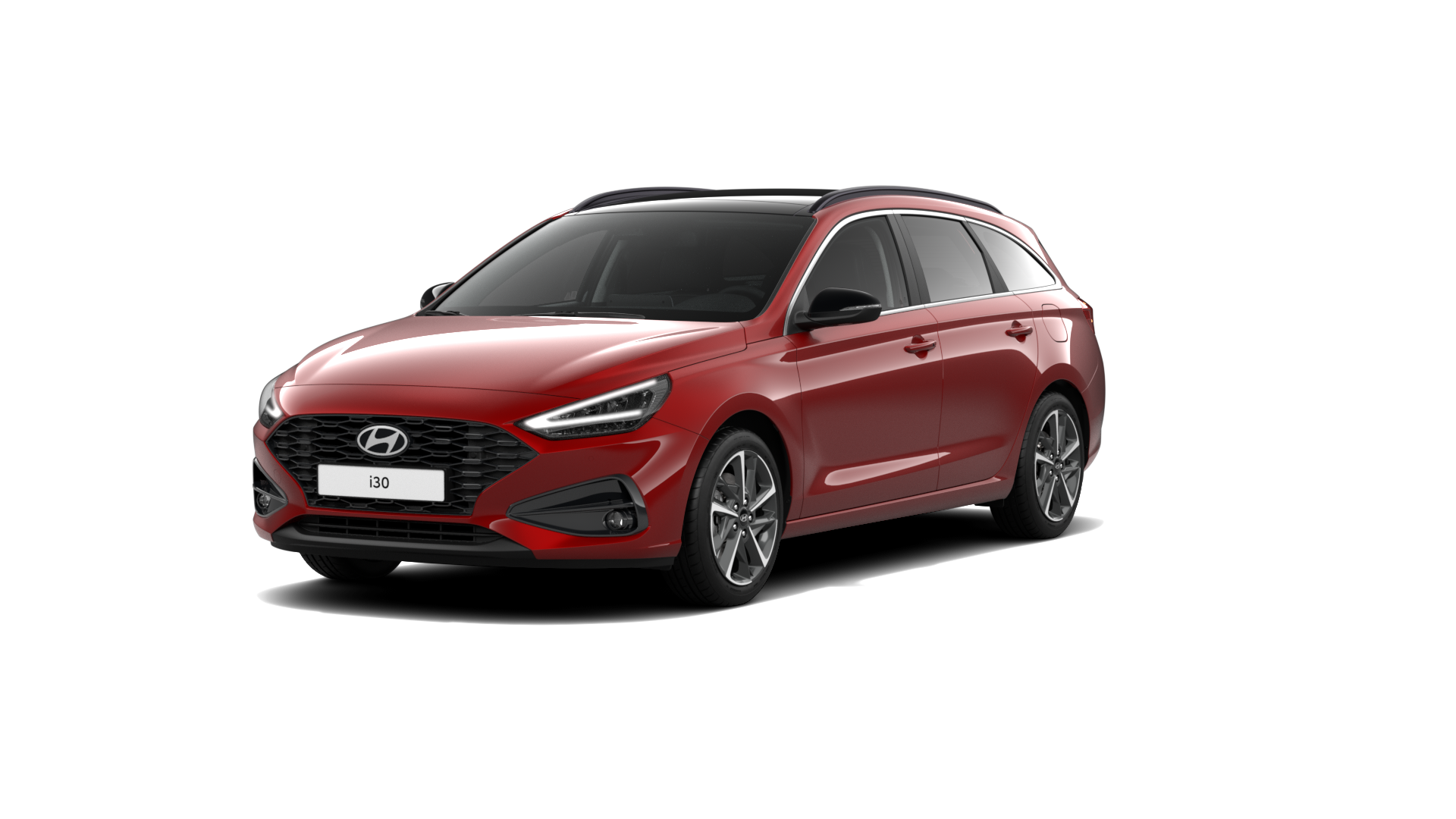 zu sehen ist ein roter Hyundai i30 von vorne